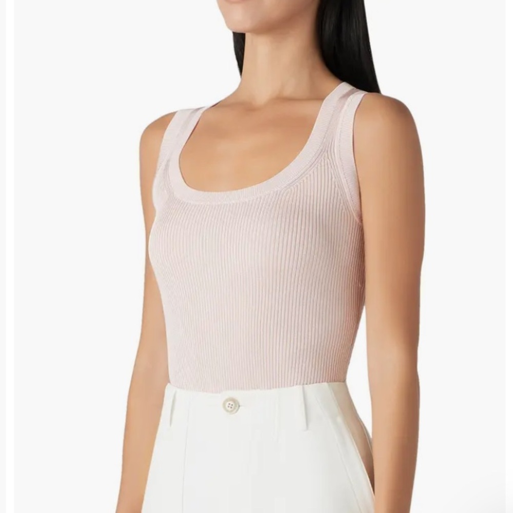 NWOT St. John Collection Silky Rib Knit Tank in Light Pink size L
